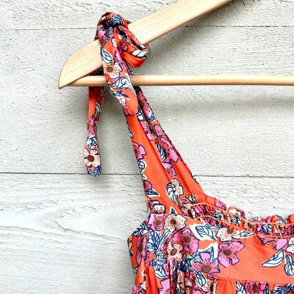 FRNCH Vera Top Gigliola Print Orange Floral Tie Italian Made Feminine Romantic S - Picture 7 of 14